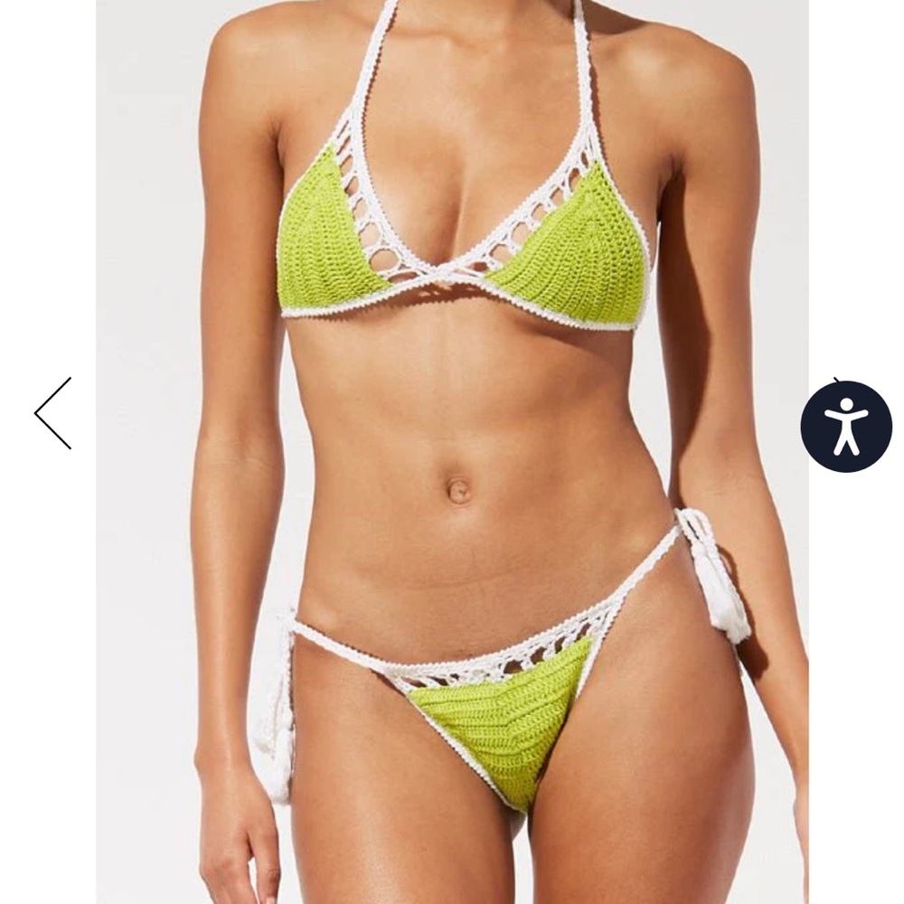 Solid And Striped Crochet Bikini Small - image 2